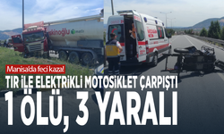 Manisa'da feci kaza! Tır ile elektrikli motosiklet çarpıştı: 1 ölü, 3 yaralı