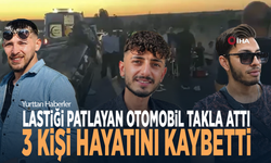 Feci kaza! Lastiği patlayan otomobil takla attı: 3 kişi hayatını kaybetti