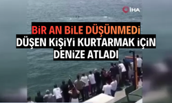 Feribottan denize düşen kişiye büfe çalışanından hayat kurtaran müdahale