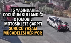 15 yaşındaki sürücü, motosiklete çarptı, sürücü ağır yaralandı
