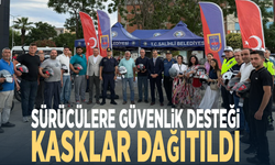 Sürücülere güvenlik desteği... Kasklar dağıtıldı