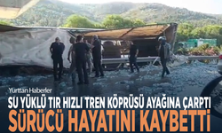 Feci kaza! Su yüklü tır hızlı tren köprüsü ayağına çarptı: Sürücü hayatını kaybetti
