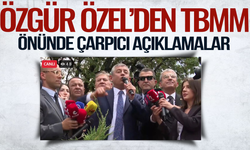 Özgür Özel TBMM önünde konuşuyor