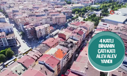 4 katlı binanın çatı katı alev alev yandı