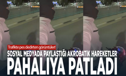 Trafikte pes dedirten görüntüler! Sosyal medyada paylaştığı akrobatik hareketler pahalıya patladı