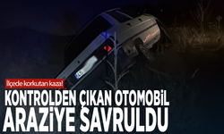 İlçede korkutan kaza! Kontrolden çıkan otomobil araziye savruldu