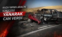 Kaza yapan aracın sürücüsü yanarak can verdi