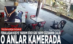 Vicdansızlığın böylesi! Fenalaşan kişiye yardım eder gibi yapıp cüzdanını çaldı... O anlar kamerada