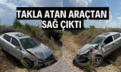 Takla atan araçtan sağ çıktı
