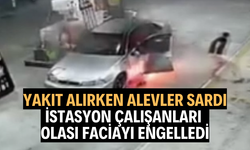 Yakıt almaya geldi, aracı alev topuna döndü
