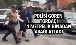 Polisi gören torbacı, 4 metrelik binadan aşağı atladı