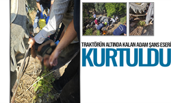 Traktörün altında kalan şahıs, ekiplerin çalışmasıyla kurtarıldı