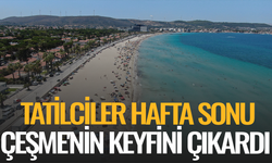 Sıcak havanın etkisiyle Çeşme sahillerinde yoğunluk oluştu