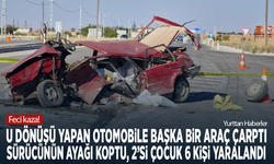Feci kaza! U dönüşü yapan otomobile başka bir araç çarptı: Sürücünün ayağı koptu, 2’si çocuk 6 kişi yaralandı
