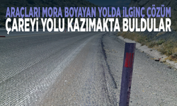 Araçları mora boyayan yolda ilginç çözüm... Çareyi yolu kazımakta buldular