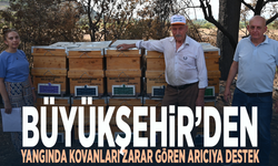 Büyükşehir’den yangında kovanları zarar gören arıcıya destek