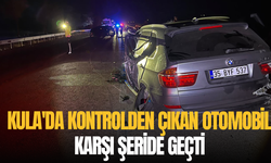 Kula'da kontrolden çıkan otomobil karşı şeride geçti: 4 yaralı