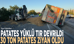 Patates yüklü tır devrildi... 30 ton patates ziyan oldu