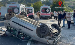 Tırla çarpışan otomobil takla attı: 4 yaralı