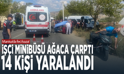 Manisa'da feci kaza! İşçi minibüsü ağaca çarptı: 14 kişi yaralandı