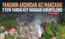 Yangının ardından acı manzara! 11 evin yandığı köy havadan görüntülendi