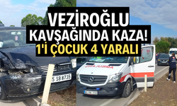 Veziroğlu kavşağında kaza! 1'i çocuk 4 kişi yaralı