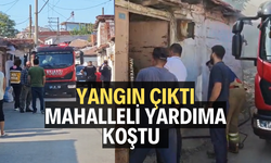 Yangın çıktı, mahalleli yardıma koştu