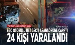 Yürekleri ağza getiren kaza! EGO otobüsü üst geçit asansörüne çarptı, 24 kişi yaralandı