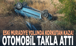 Eski Muradiye yolunda korkutan kaza! Otomobil takla attı