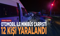 Otomobil ile minibüs çarpıştı: 12 kişi yaralandı