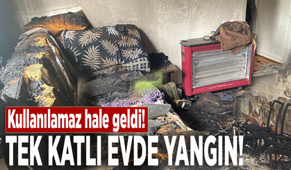 Tek katlı evde yangın! Kullanılamaz hale geldi