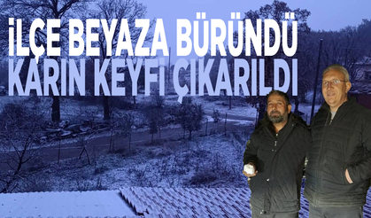 İlçe beyaza büründü: Karın keyfi çıkarıldı