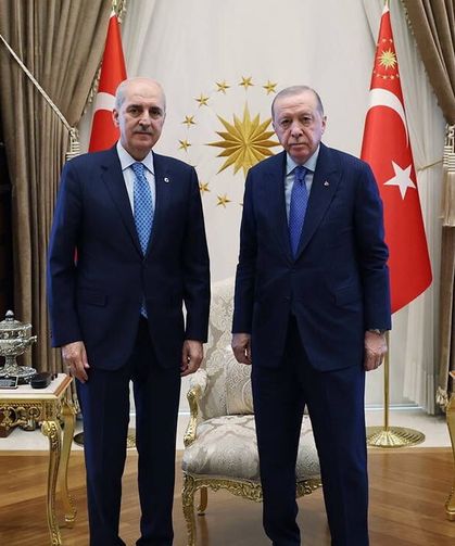 Cumhurbaşkanı Erdoğan, TBMM Başkanı Kurtulmuş ile bir araya geldi