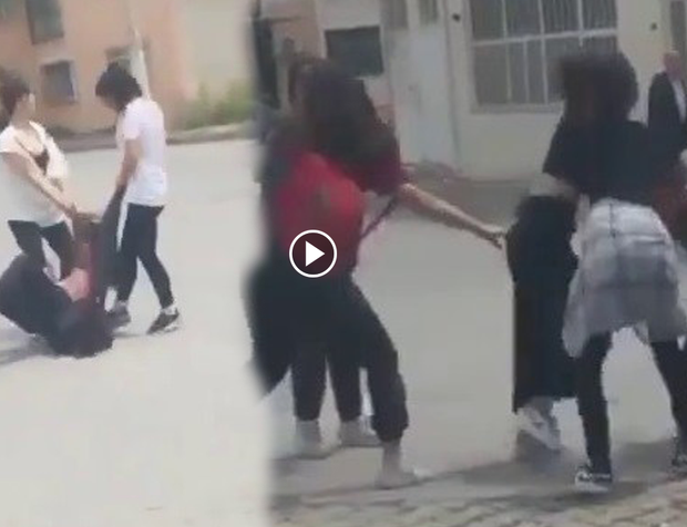 İzmir’de kız öğrenciler saç saça, baş başa birbirine girdi!