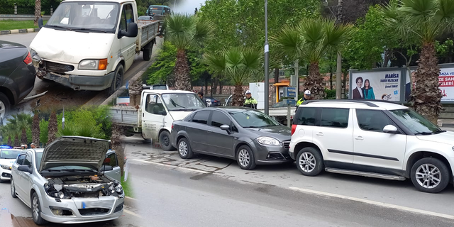 Manisa'da zincirleme kaza! 5 araç birbirine girdi