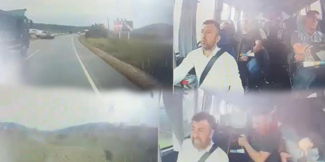 Manisa'da 12 kişinin yaralandığı kaza anı araç kamerasına yansıdı