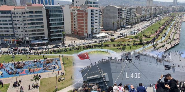 İzmir’de TCG Anadolu için kilometrelerce kuyruk