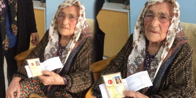 94 yaşındaki Manisalı Fatma teyze elindeki bastonla oy kullanmaya gitti