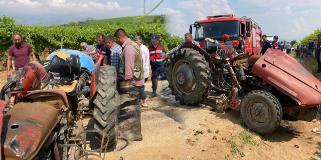 Manisa'da devrilen traktörün altında kalan çiftçi hayatını kaybetti!