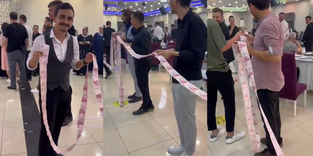 Gelin ve damadın arkadaşlarından 45 metrelik sürpriz