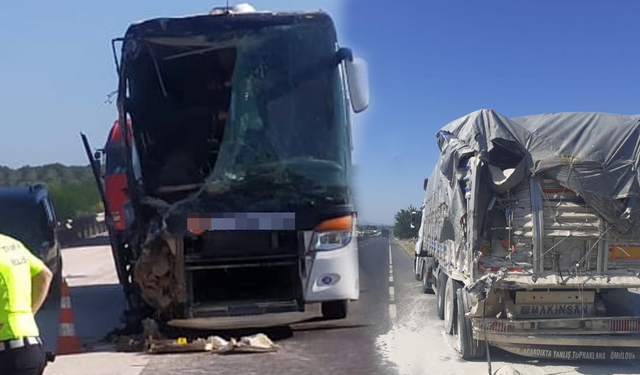 Manisa'da yolcu otobüsü kamyona çarptı: 14 yaralı