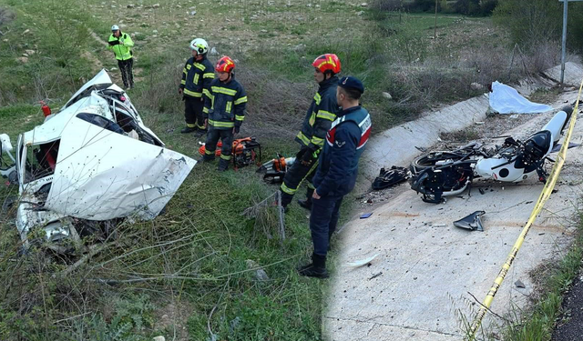 Ege'de feci kaza! Otomobil ile motosiklet çarpıştı: 3 kişi hayatını kaybetti
