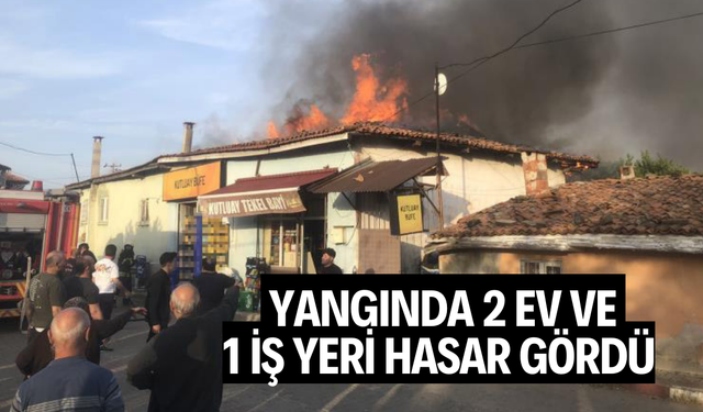 Manisa’da çıkan yangında 2 ev ve 1 iş yeri hasar gördü