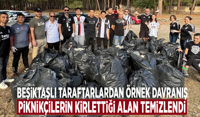 Beşiktaşlı taraftarlardan örnek davranış: Piknikçilerin kirlettiği alan temizlendi