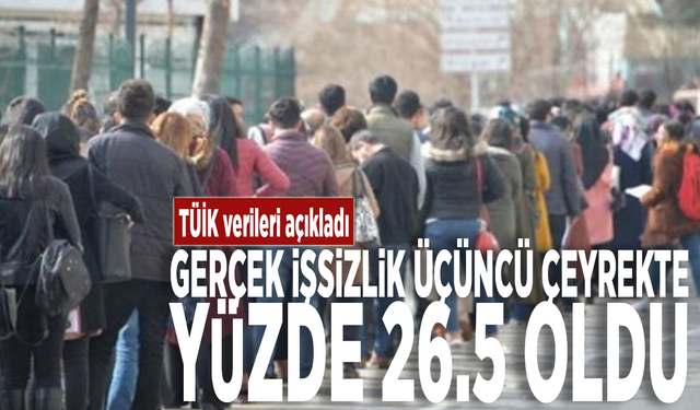 TÜİK verileri açıkladı: Gerçek işsizlik üçüncü çeyrekte yüzde 26.5 oldu