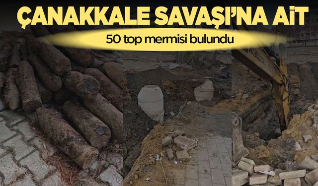 Çanakkale Savaşları’na ait olduğu değerlendirilen patlamamış 50 top mermisi bulundu