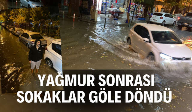 Yağmur sokakları göle çevirdi