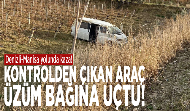 Denizli-Manisa yolunda kaza! Kontrolden çıkan araç üzüm bağına uçtu