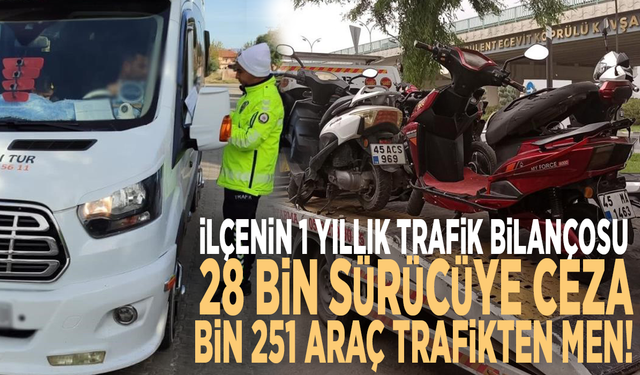 İlçenin 1 yıllık trafik bilançosu: 28 bin sürücüye ceza, bin 251 araç trafikten men!