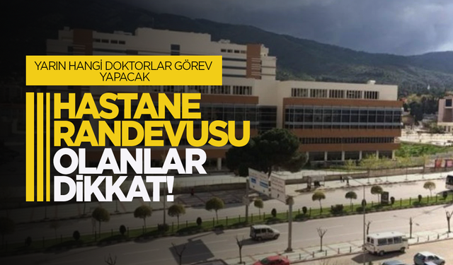 Manisa'da 6 Ocak pazartesi günü hangi hekimler görev yapacak?